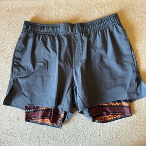 Gray Athletic Shorts with Patterned Lining